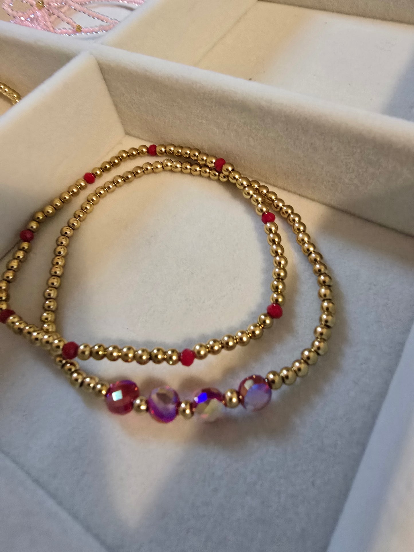 Golden Beaded Rubies