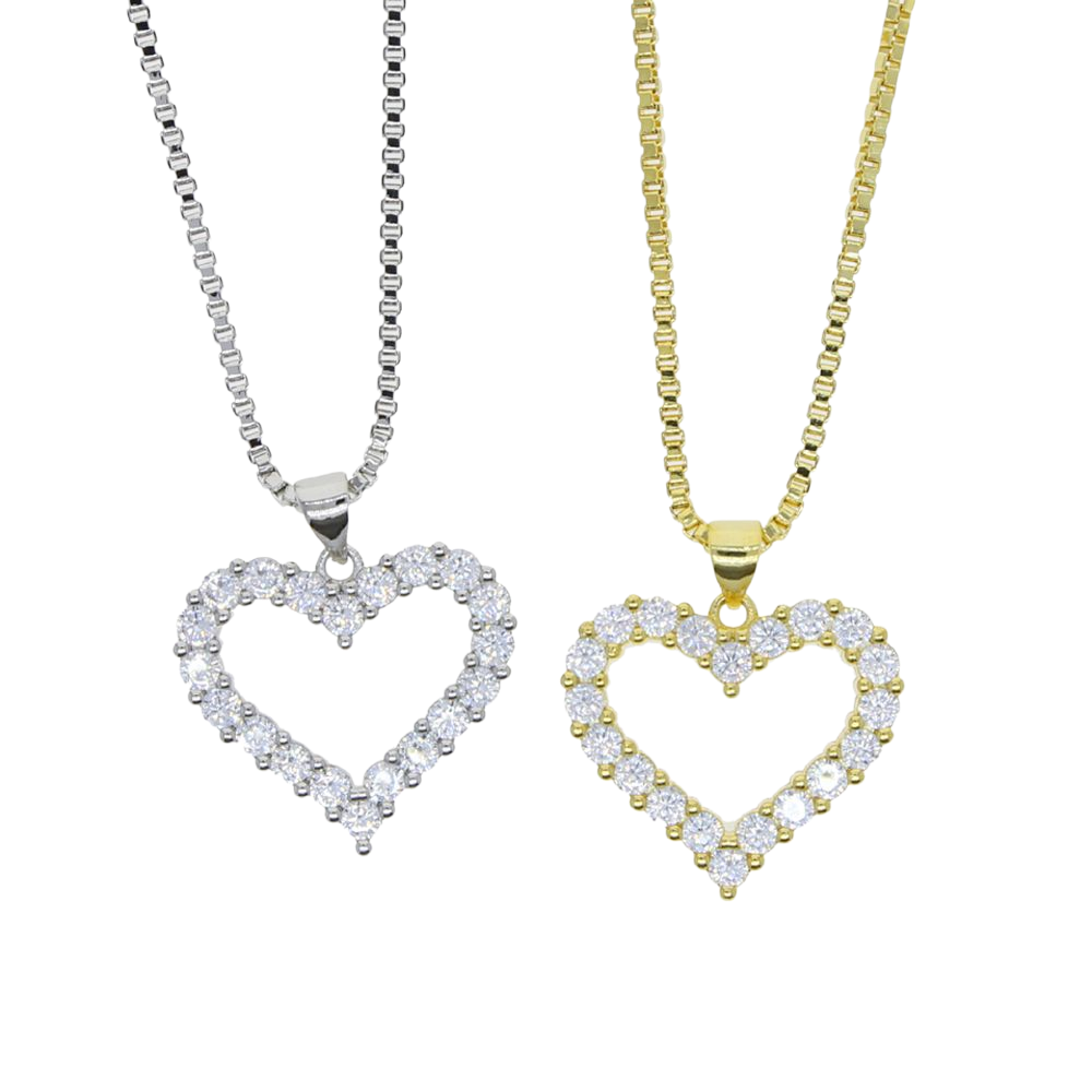 Iced Crystal Heart Necklace