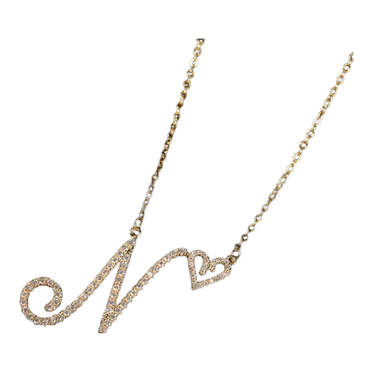 Letter Crystal Heart Necklace