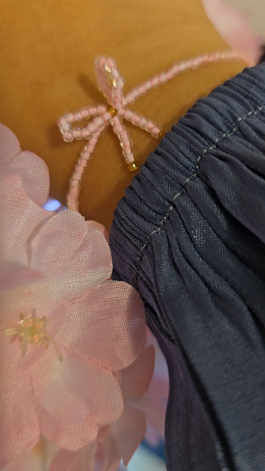 Tiny Pink Beaded Bow