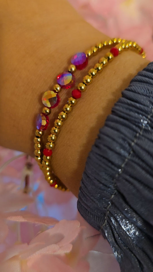 Golden Beaded Rubies