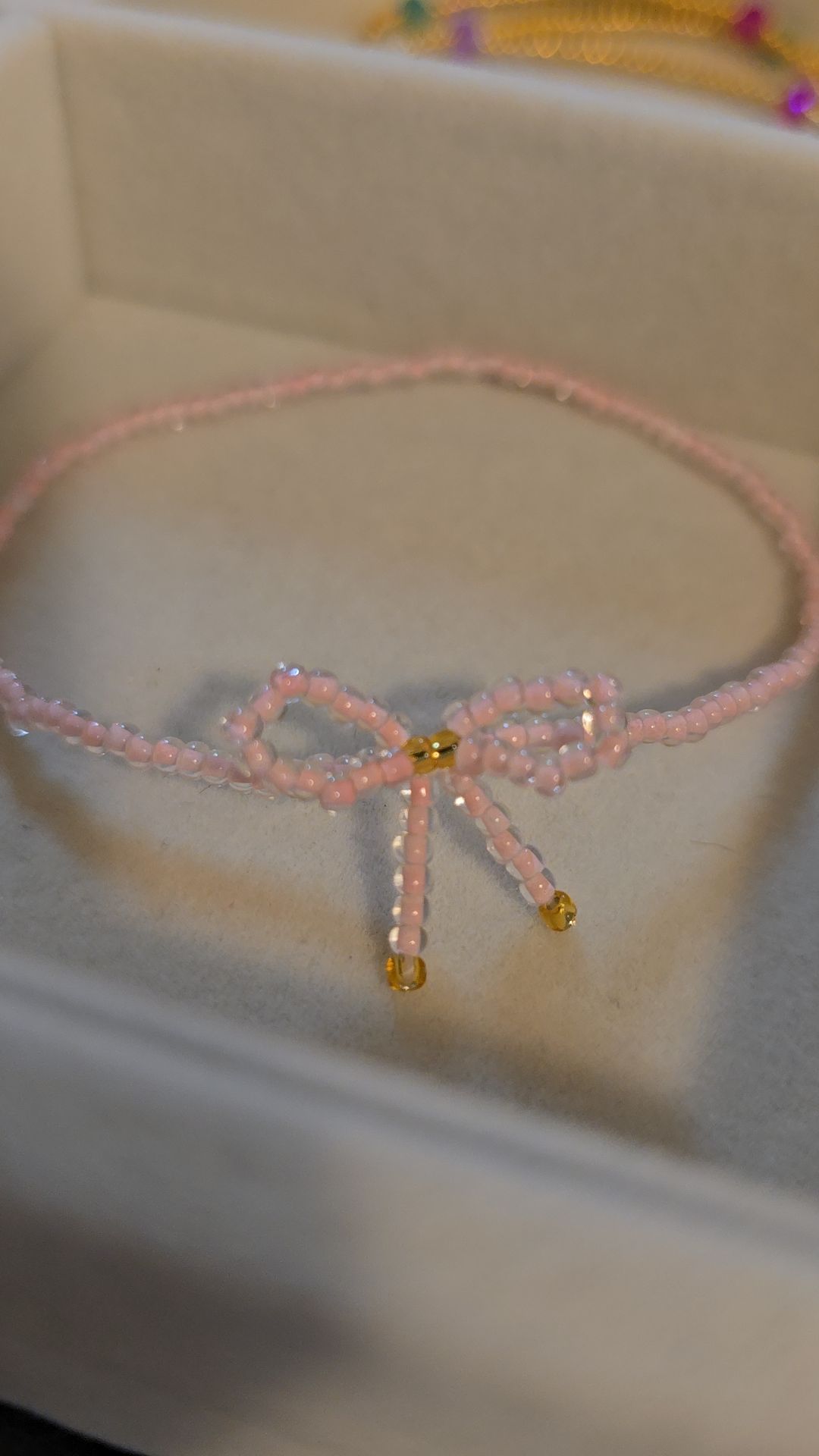 Tiny Pink Beaded Bow